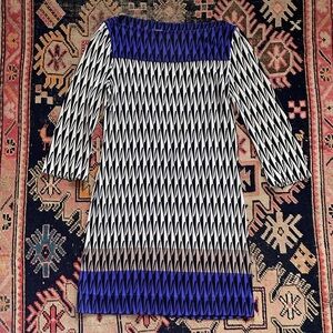 Diane von Furstenberg 100% Silk RURI DRESS Mini Sheath 3/4 Sleeve Indigo